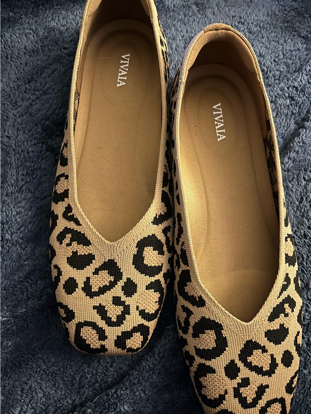 VIVAIA Margot Leopard Knit Ballet Flats - Beige/Black 40